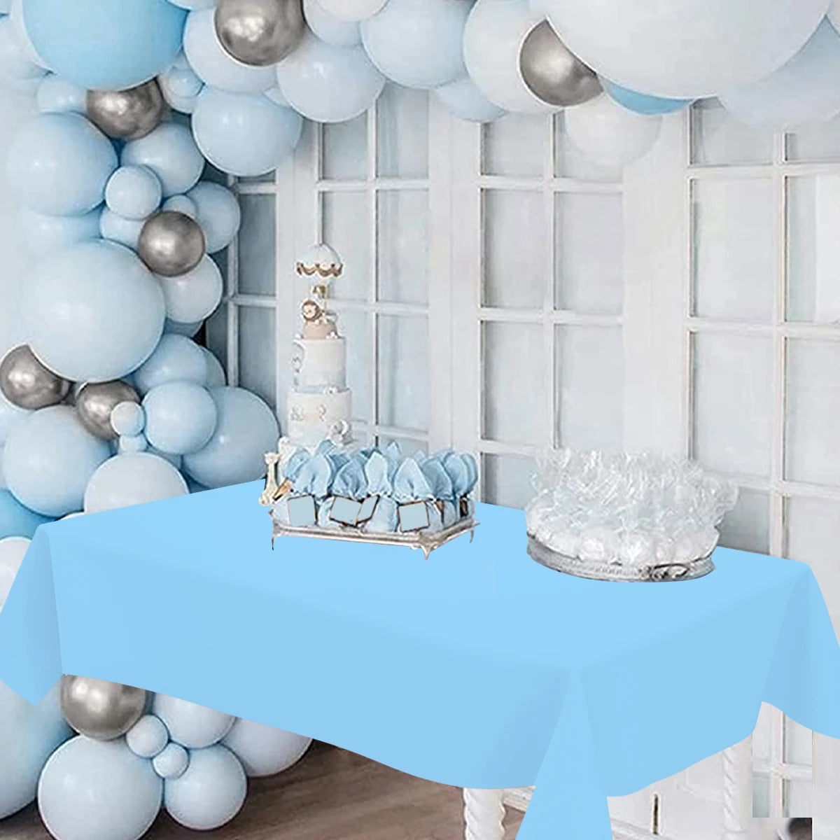 nappe table jetable rose bleu blanc moderne opacité événements printemps été mariage anniversaireécole