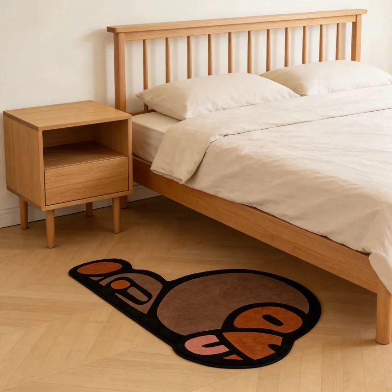tapis moderne singe marron orange noir antidérapant polyester résistant chambre entrée