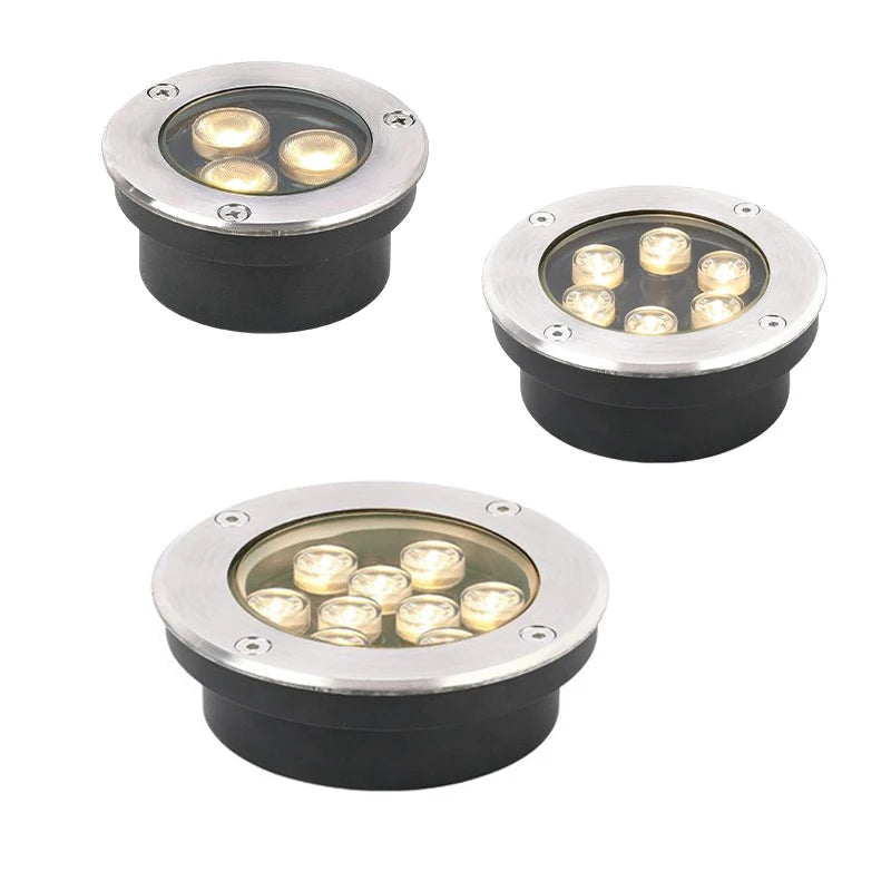lumière led spot sous terrain ip67 inoxydable moderne 10w 12w argent noir