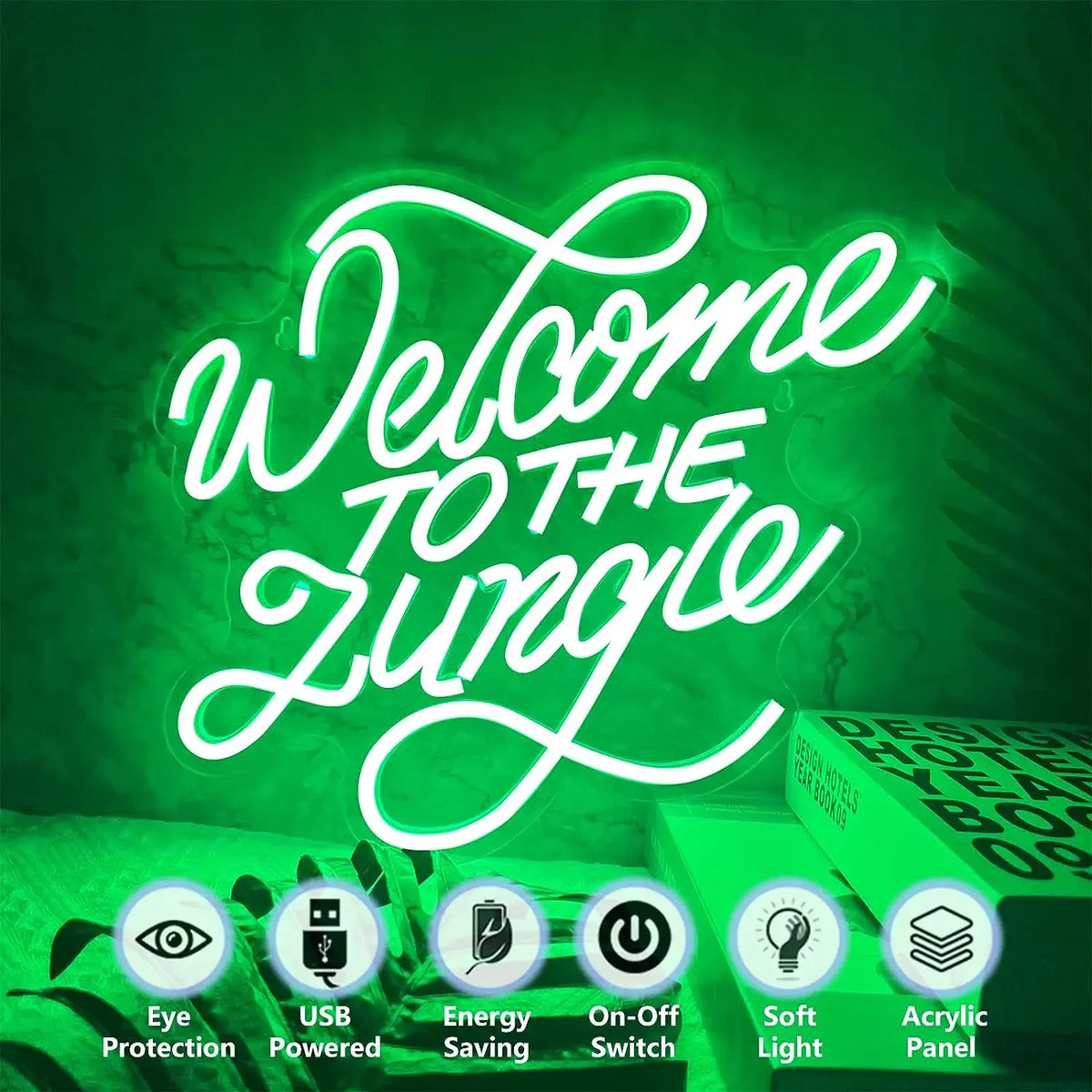 Enseigne néon LED utilisée comme veilleuse dans un salon