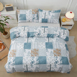 ensemble literie bleu patchwork moderne oreillers taies d'oreiller drap plat polyester brossé impression 3d