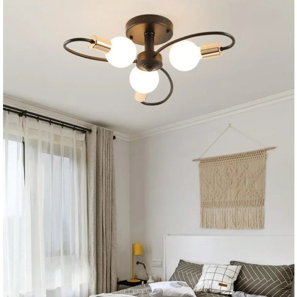 plafonniers led modernes têtes or noir structure circulaire opalescentes chambre coucher décorationintérieur métal