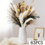 bouquet fleurs séchées naturelles blanches oranges brunes plumes feuilles anniversaire mariage decoration