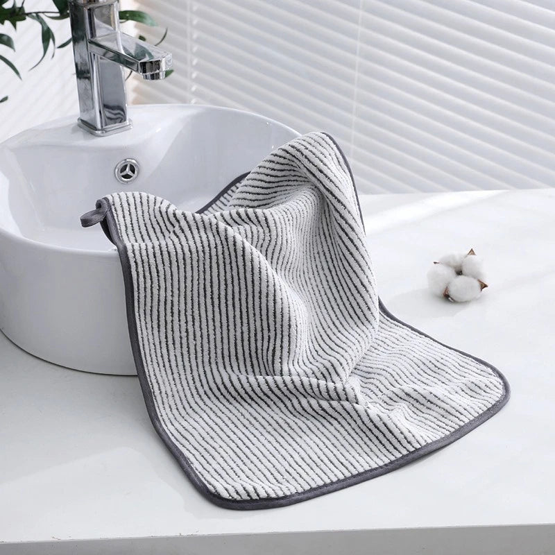 serviettes toilette rayées gris modernes absorbantes séchage rapide douces maison 75x35cm minimaliste
