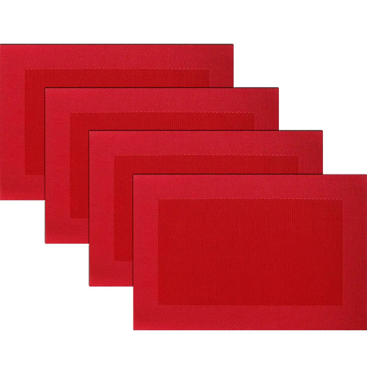 tapis table rouge moderne texture tissée durable respectueux environnement 30x45cm assiette tasse fourchette couteau