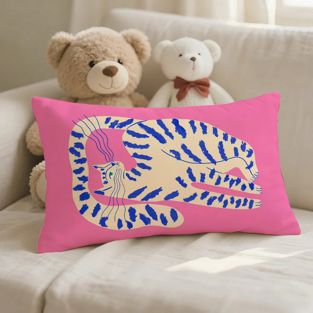taies d'oreiller animaux nordiques moderne bleu léopard jaune non toxique coton polyester 30x50CM 40x60CM