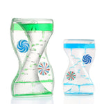 sablier liquide vert bleu transparent spirales flottantes décoration intérieure relaxante hypnotique