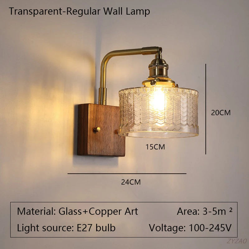 lampe murale rétro verre vert motif géométrique abat jour verre bras cuivre fixation éclairage