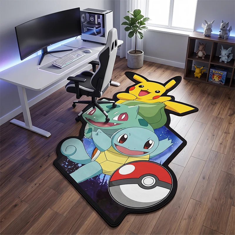 tapis personnalisable pikachu bulbasaur pokeball géométrique popart enfant adulte chambre salon