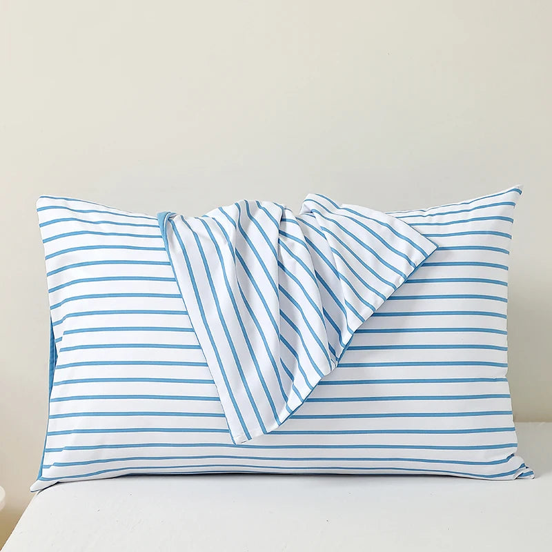 taies d'oreiller rayées bleu clair blanc modernes polyester 40x60 50x65 50x70 50x75 50x90cm
