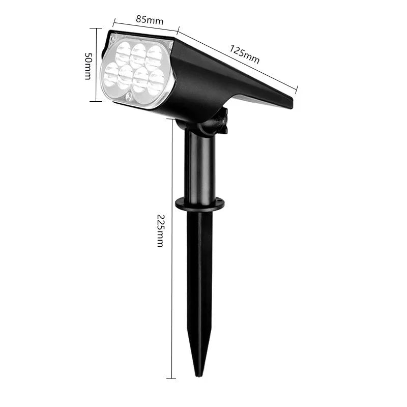 projecteur solaire led moderne noir ip65 mural extérieur jardin decoration ajustable