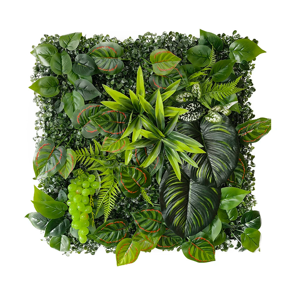 plantes artificielles herbe feuilles vertes rouge naturel decoration exterieur accrochable variées veines rouges