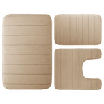 tapis bain mousse mémoire forme absorbant antidérapant moderne rayé beige clair salle bain lavable