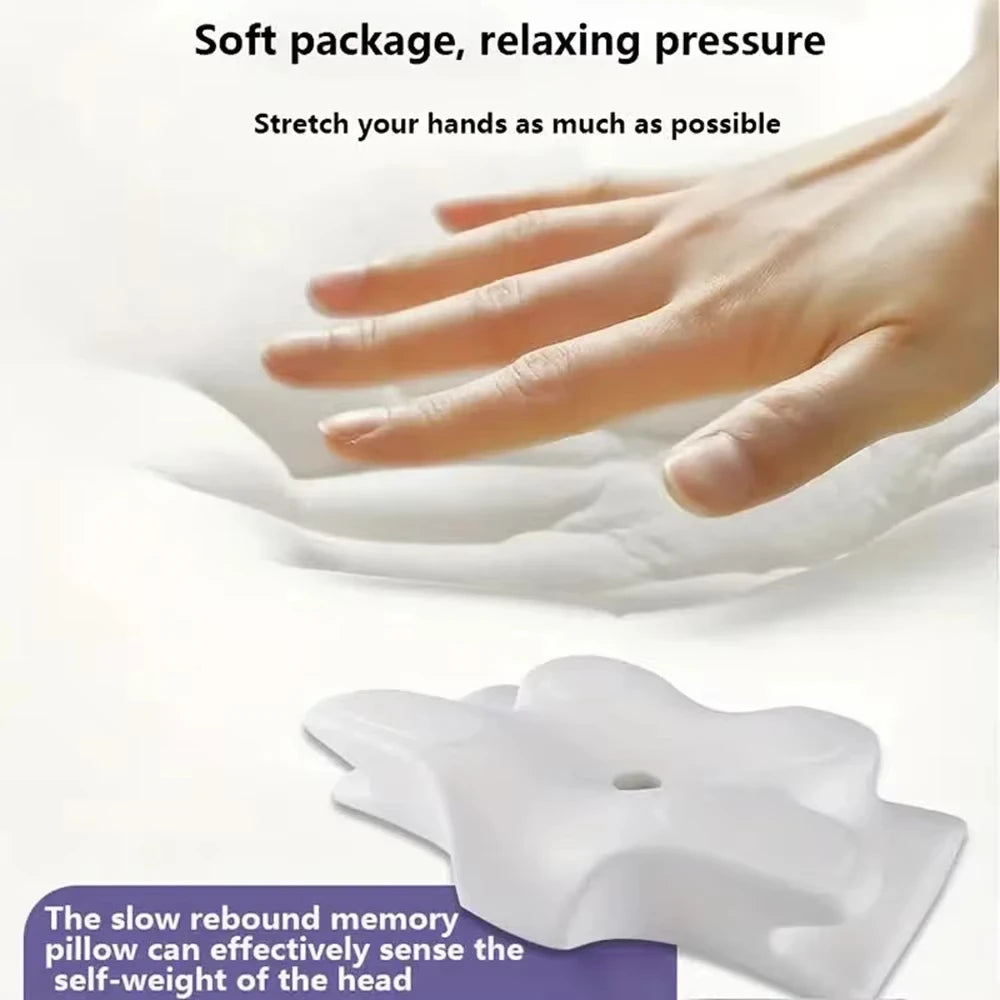 oreiller mousse mémoire forme papillon gris blanc moderne ergonomique doux massage voyage