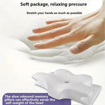 oreiller mousse mémoire forme papillon gris blanc moderne ergonomique doux massage voyage