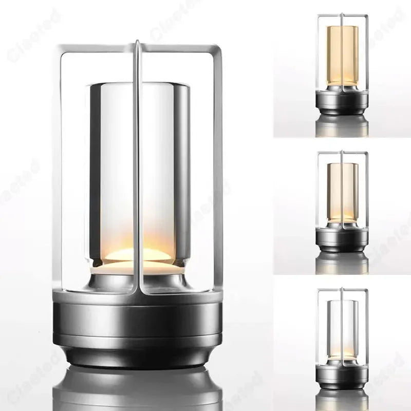 lampe led portable lanterne or noir transparent verre moderne vintage