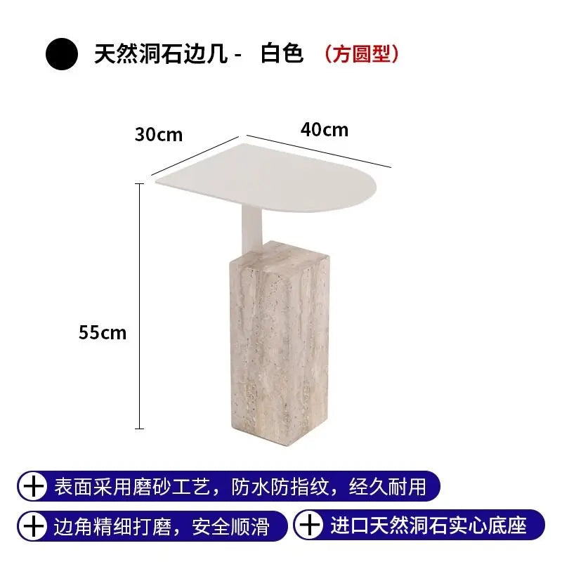table basse moderne minimaliste marbre noir radio vintage vase couverts