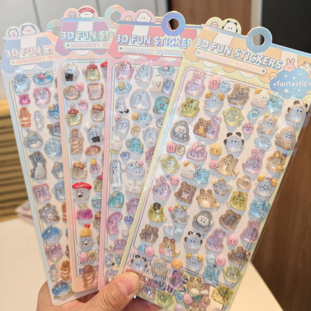 sticker kawaii animaux mignons multicolores adhésifs décoration journaux téléphone loisirs créatifs