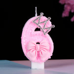 bougies numériques anniversaire filles pailletées rose couronne strass nœud papillon festive