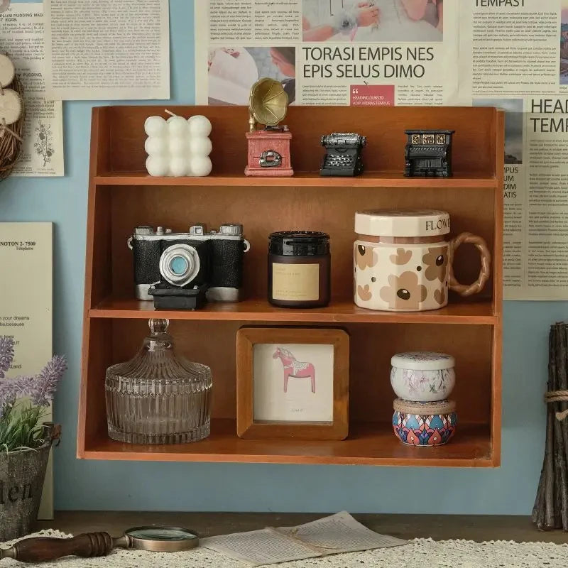 étagère murale bois marron clair moderne rangement multiple utilisations réutilisable supports rack.storage vintage