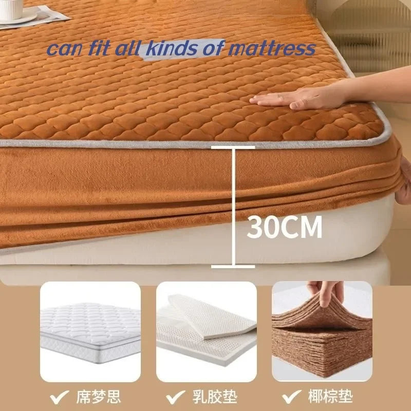 housse matelas épaisse polaire antiacariens matelassée orange foncé texture pointillés moderne douce 30cm haute
