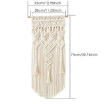 décoration murale macramé géométrique bohème franges suspendu tige bois ethnique artisanal triangles losanges