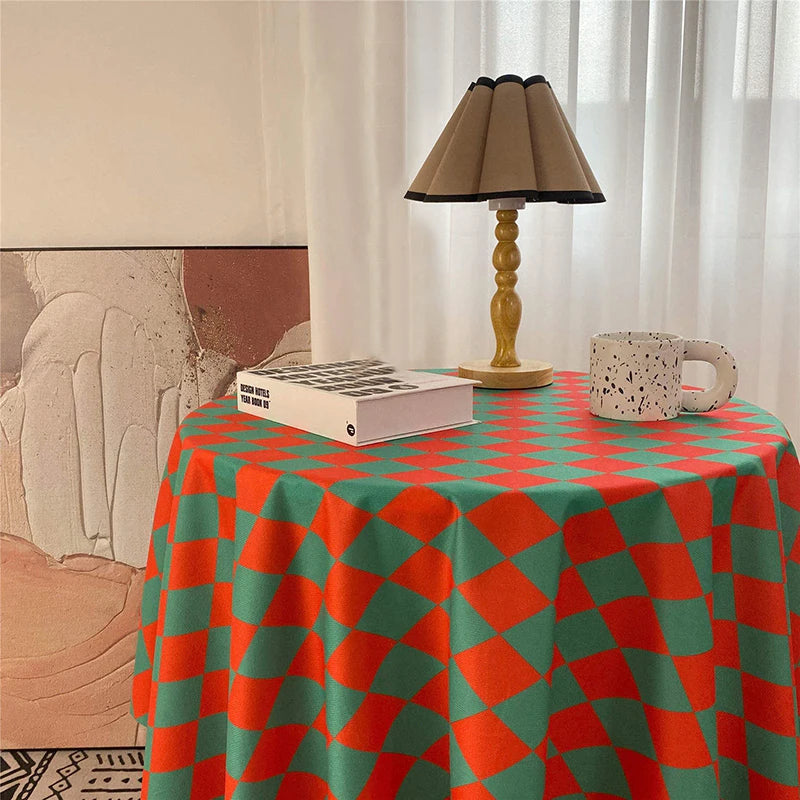nappe table rectangulaire rouge blanche motif carreaux rustique classique décoration maison