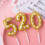 bougies chiffres or étoiles blanches anniversaire baby shower saint valentin festive modernes piquées fixations