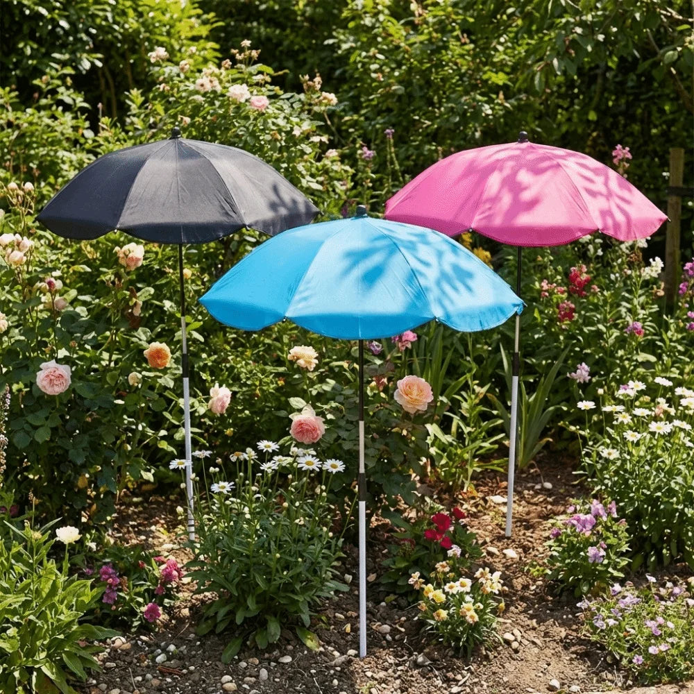 parasol télescopique réglable protection uv plantes pot fibre végétale noir bleu rose rouge vert