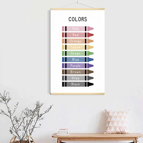 affiche pédagogique alphabet lettres chiffres toile coton décor chambre enfant école minimaliste multicolore