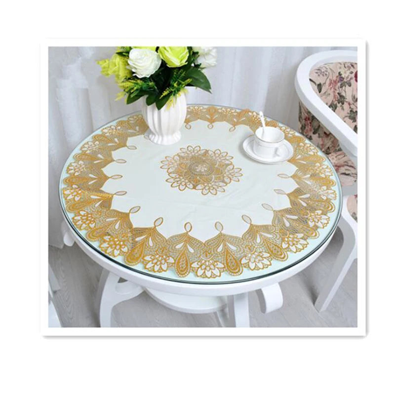 serviette table moderne broderie fleur doré réutilisable imperméable maison fête banquet