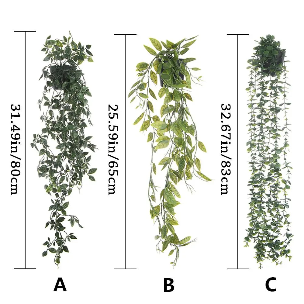 plantes artificielles suspendues arbre vert feuilles uniformes moderne decoration exterieure accrochée pot noir