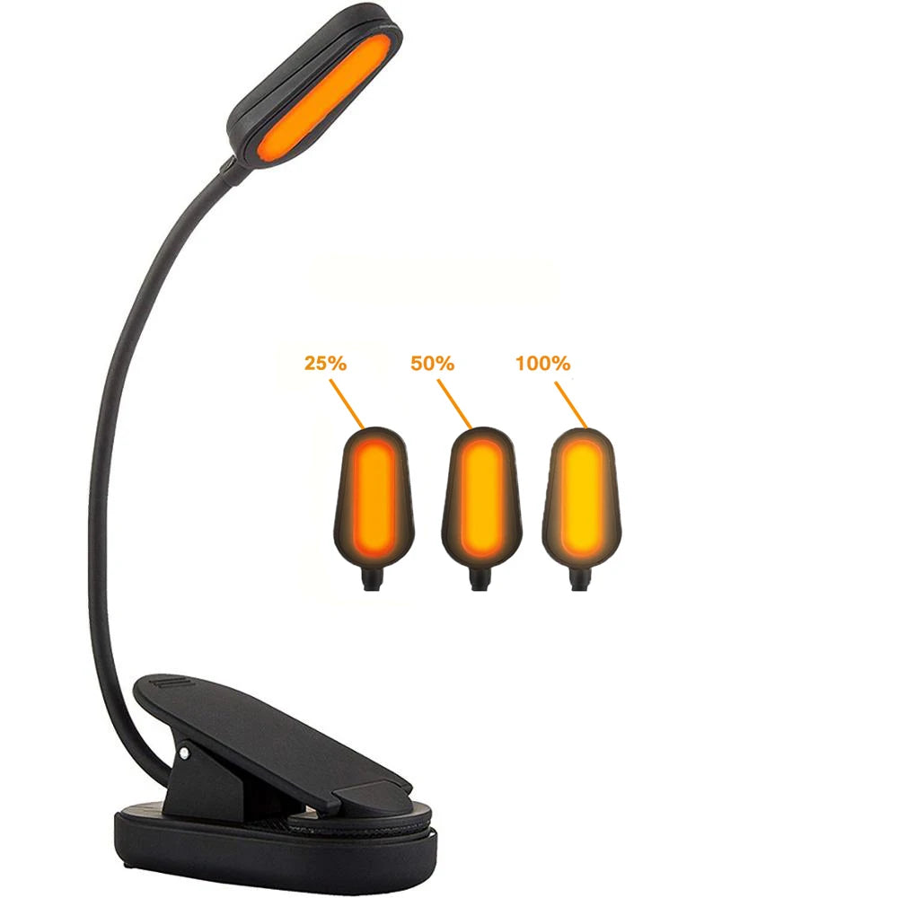 veilleuse lampe lecture nocturne rechargeable led bloque lumière bleue clip usb type noir moderne