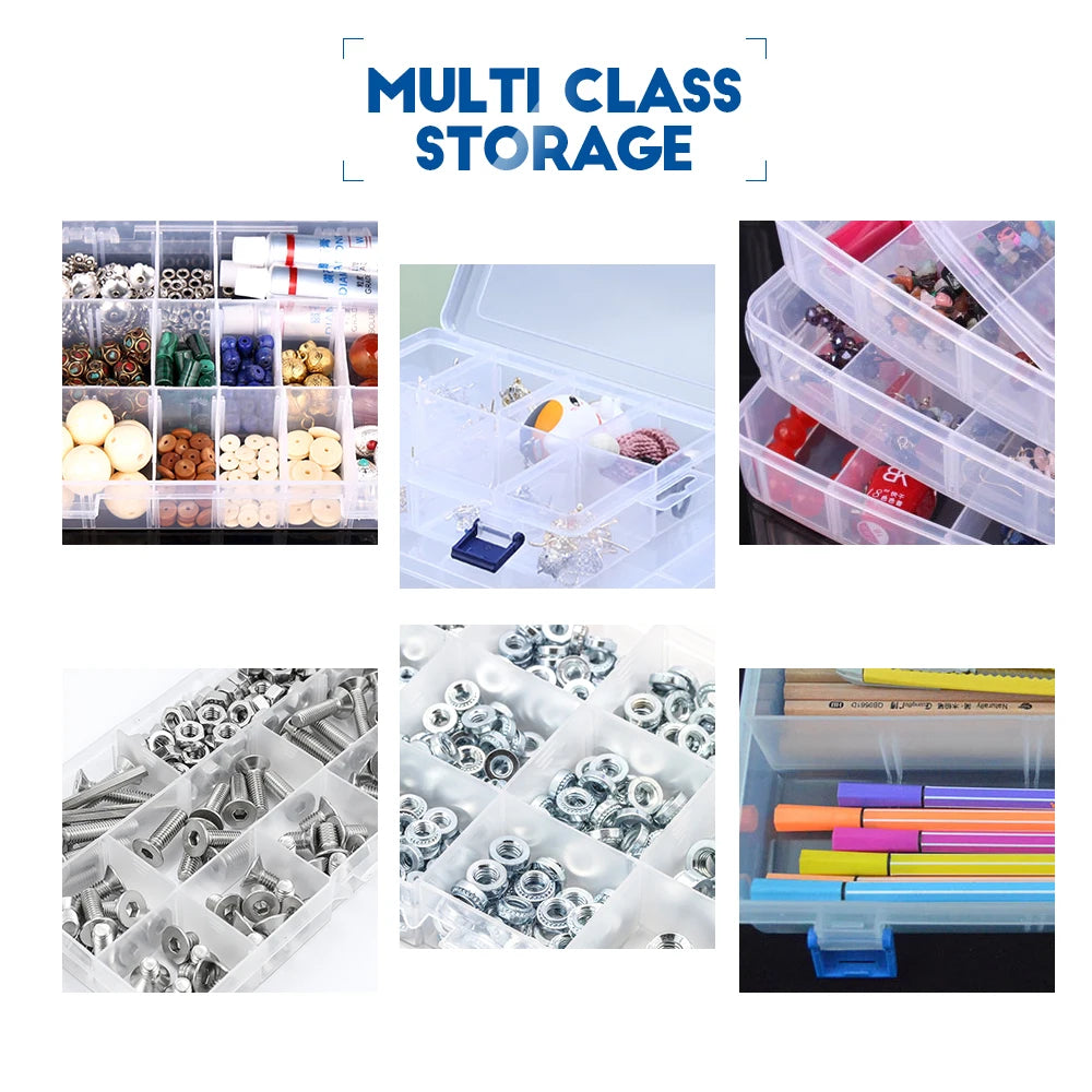 boîtes rangement transparentes modulaires grilles détachables organisation pratique bijoux outils écologiques plastique pp respectueux