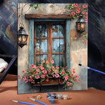 peinture l'huile paysage moderne toile crayons fleurs lanterne fenêtreDecoration mur crochets peinture propylène acrylique