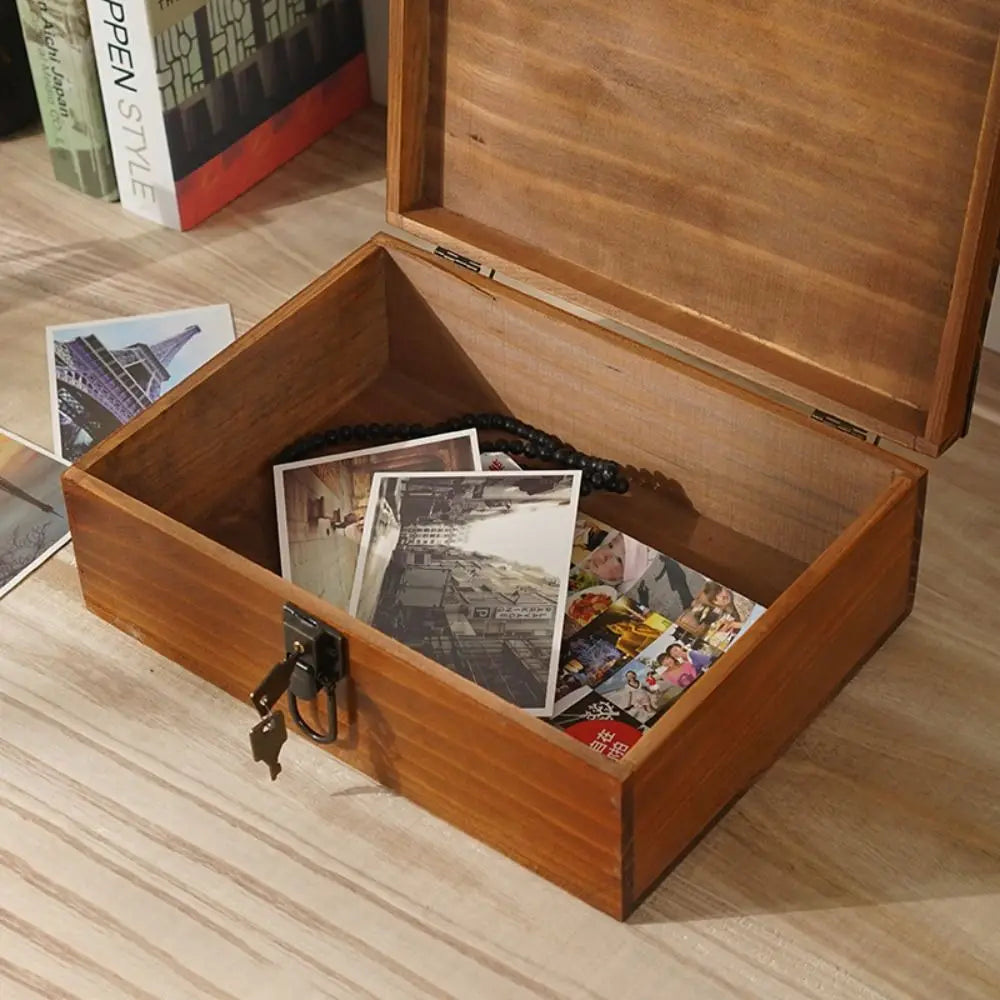 boîte rangement bois vintage réutilisable bijoux cosmétiques respectueux environnement opaque brune striée