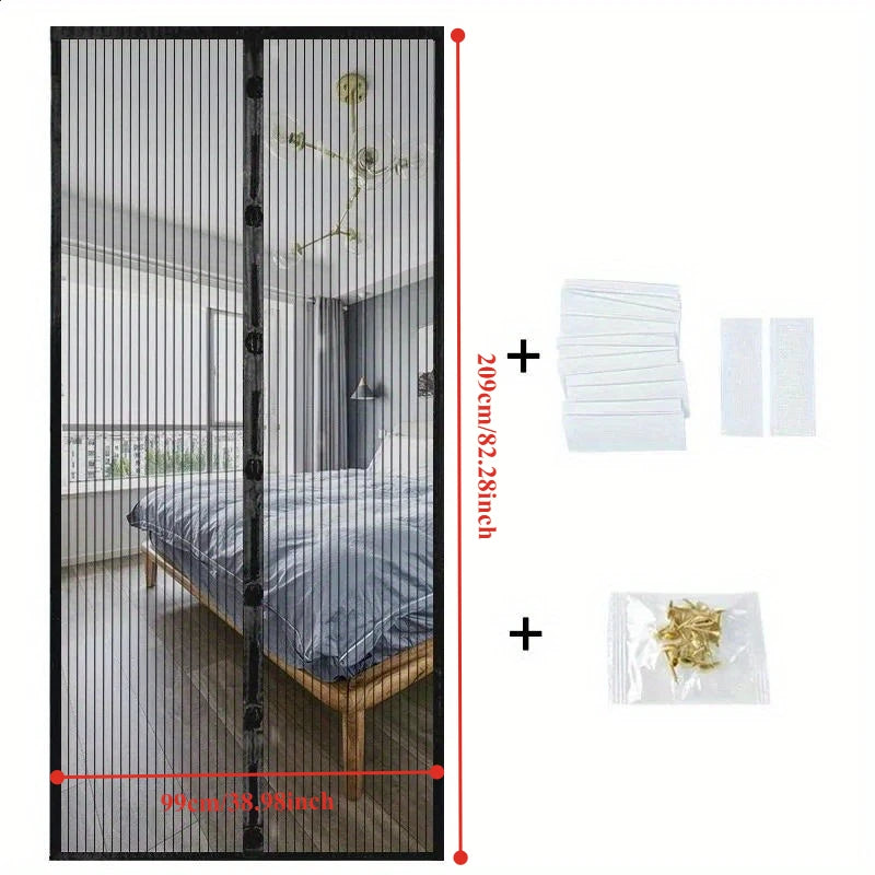 rideau moustiquaire magnétique noir blanc maille fine transparent moderne adhésif porte