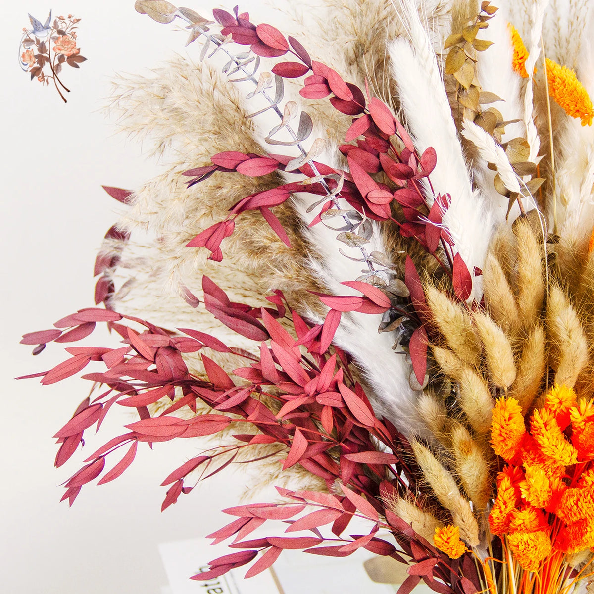 bouquet fleurs séchées naturel rouge blanc orange décoration intérieure automne table vaseHomeAssemblons informations prioritaires