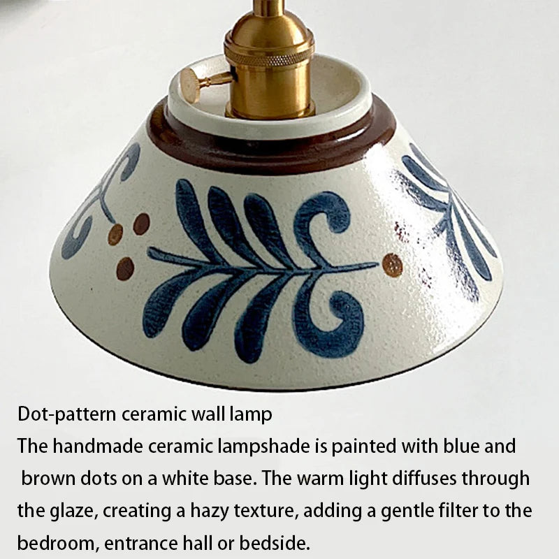 lampe suspendue vintage blanc bleu motif floral ajustable cuisine chambre