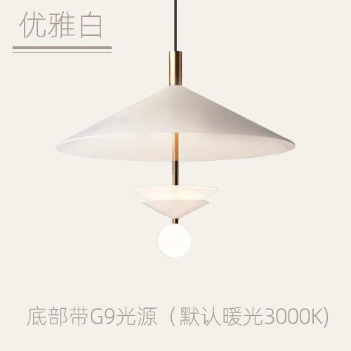 suspension lumineuse moderne conique rouge blanc doré cristal salon salle manger