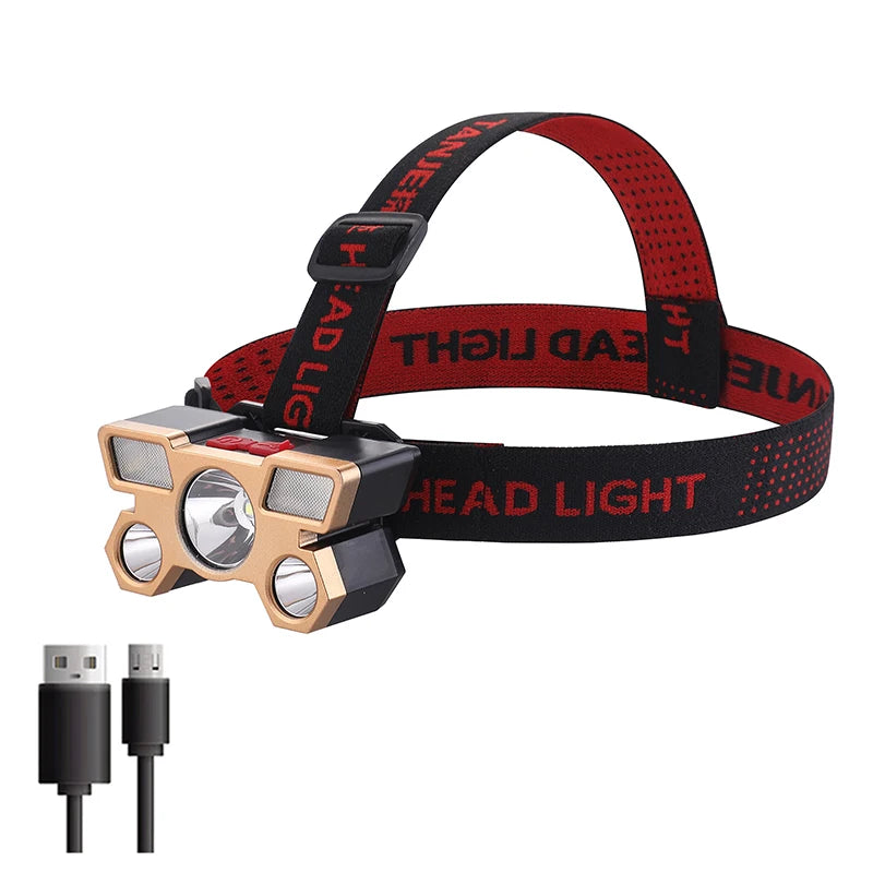 lampe frontale led rechargeable leds ipx4 étanche réglable noir orangeOutdoorRunningHikingCamping