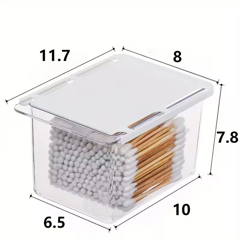 boîtes rangement transparentes modernes adhésives réutilisables coton tiges coton masques beauté salle bain