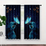 rideaux imprimés nuit étoilée papillons enfant bleu or décoratif rod pocket polyester moderne