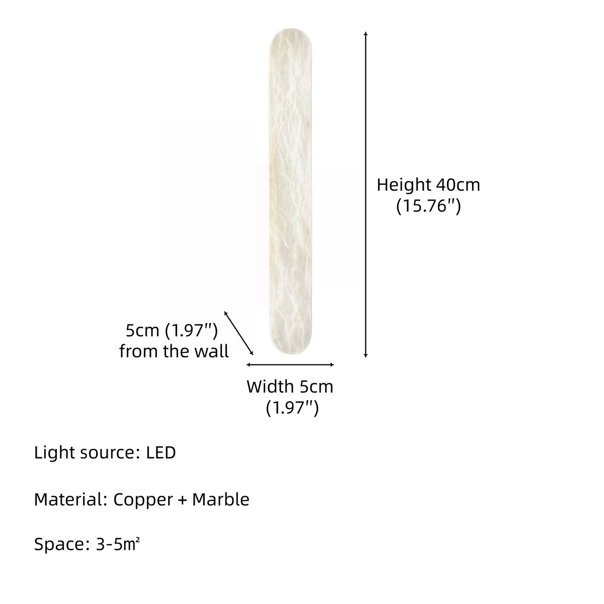 applique murale moderne marbre blanc doré salon chambre coucher led 60cm