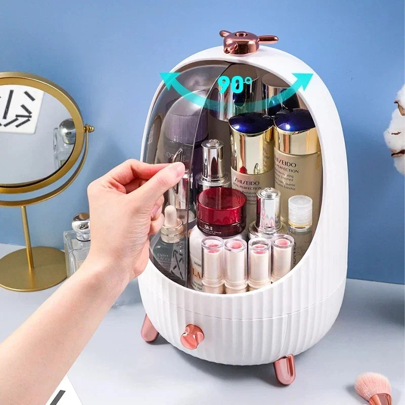 boîte rangement cosmétique transparente moderne verre vert blanc produits cosmétiques grande capacité poignée pivotante