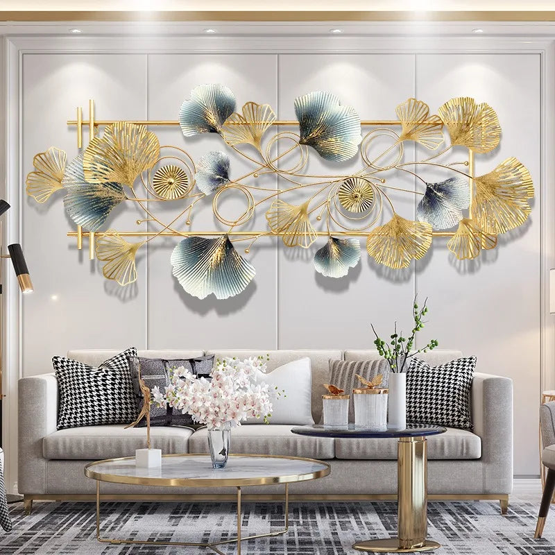 Décoration murale métal Ginkgo blanc vue d'ensemble