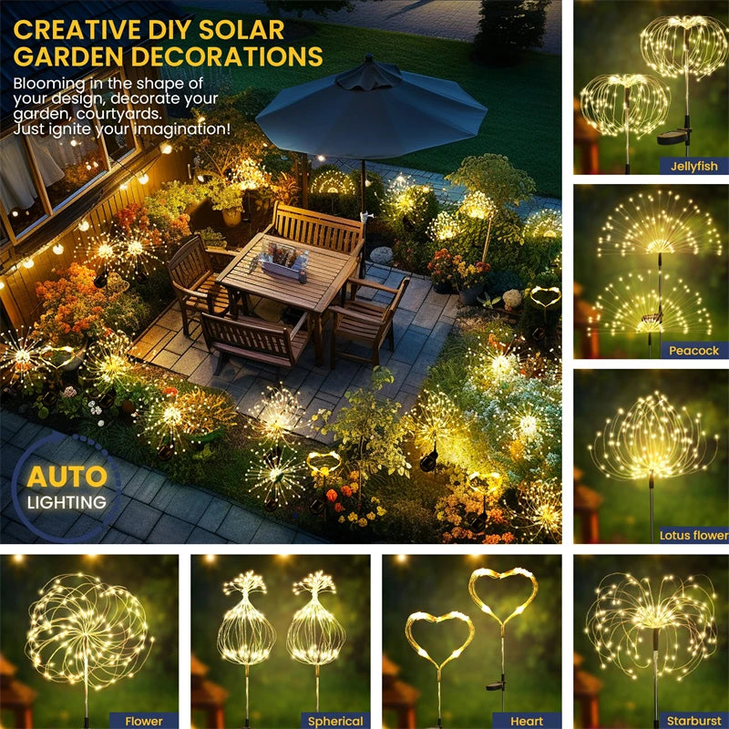 guirlande led solaire jardin étoile blanche dorée décoration extérieure étanche fête mariage extérieur