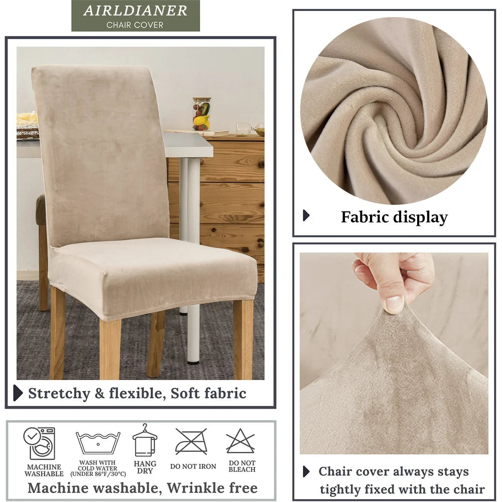 housse chaise velours doux beige moderne poignées serrage extérieur mariage banquet