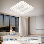 ventilateur lumière blanc moderne bordures lumineuses led 64x48x14cm 100w 7650lm 6vitesses