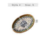 assiettes ovales rotin mosaïque coquillages boho rustique multicolore thé collations